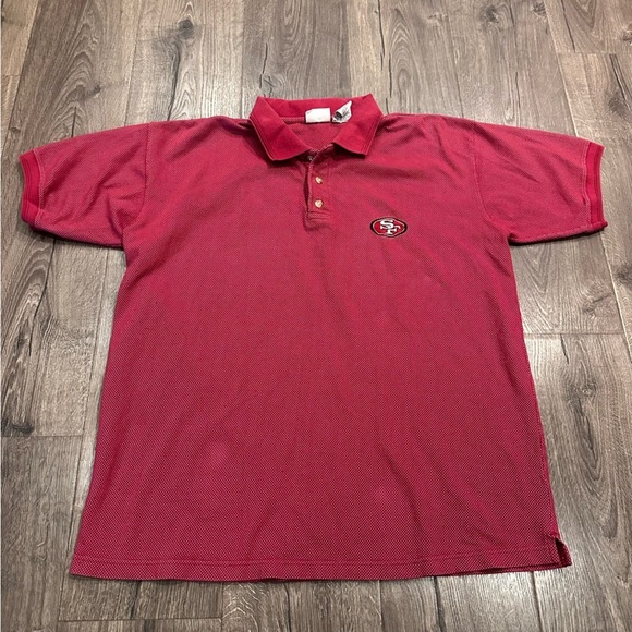 VTG 49ers Polo Shirt The Edge Men's L Pique Red NFL San Francisco Classic 90's - Picture 7 of 9